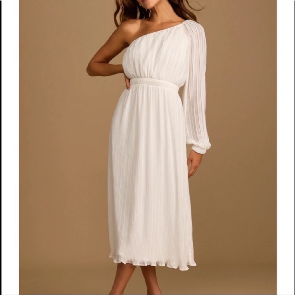 Lulus Always Loving You White One Shoulder Dress Size Small